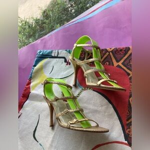 Max Studio strappy gold heels